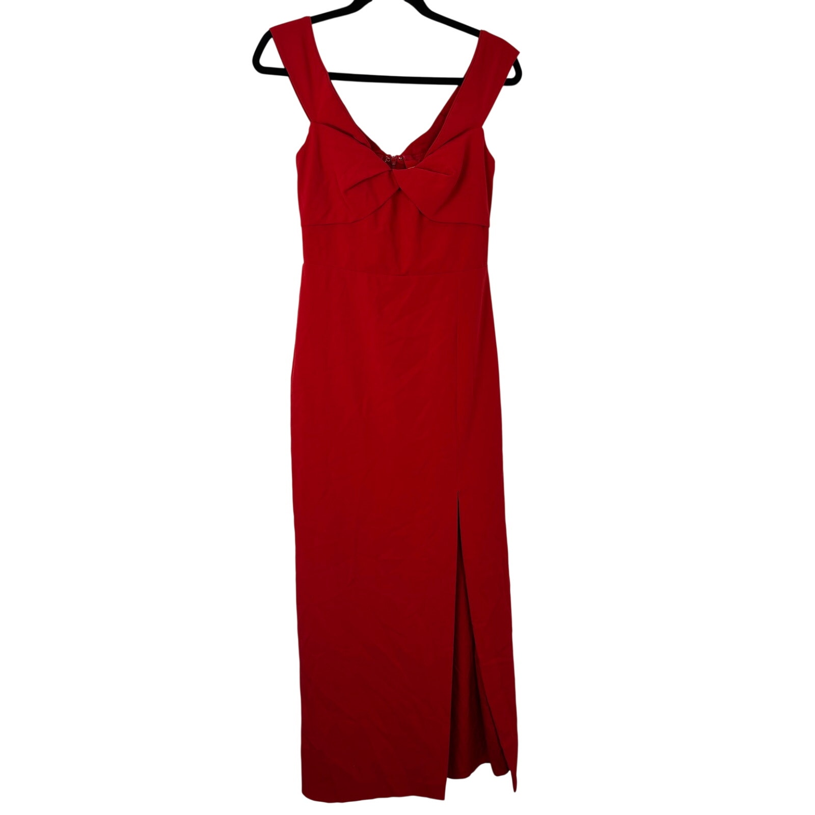 Monique Lhuillier Viviana Red Crepe Gown Size 2 V Neck Formal Evening Maxi — image 3 of 8